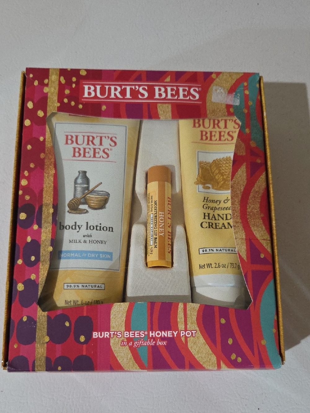 Burt's Bees Honey Pot Trio Gift Set - Yellow and Red Box